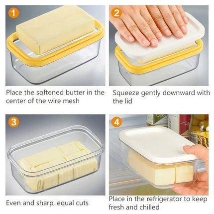 Rectangular Butter Box Storage Container Cheese Cutter Kitchen Organizer Lid