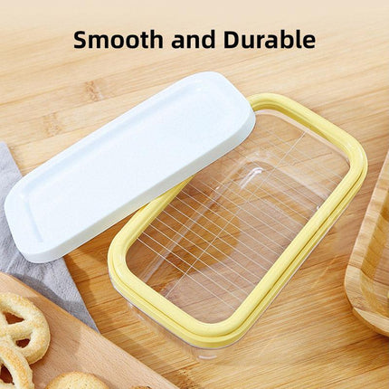 Rectangular Butter Box Storage Container Cheese Cutter Kitchen Organizer Lid