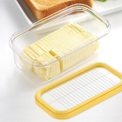 Rectangular Butter Box Storage Container Cheese Cutter Kitchen Organizer Lid
