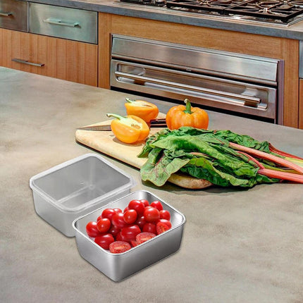 6pcs Stainless Steel Food Storage Box Refrigerator Crisper Rectangle Container