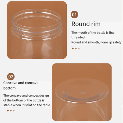 Wide Mouth Plastic Food Bottles 50pcs Transparent Sealed Storage Tanks Container