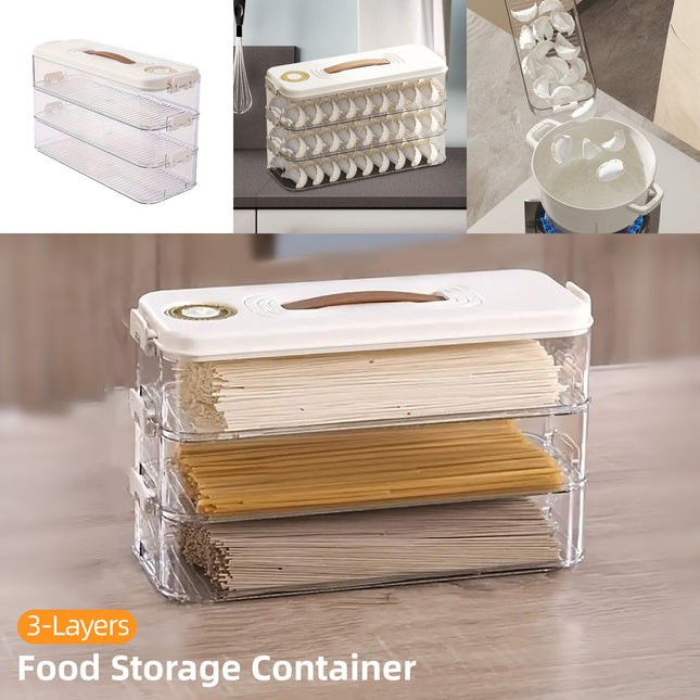 3 Layers Square Food Storage Container with Lid Kitchen Organiser for Meal Prep