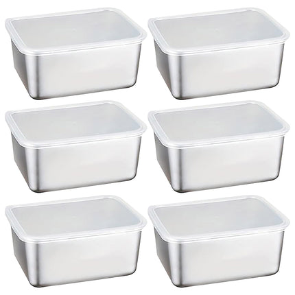6PCS Stainless Steel Fresh-keeping Box with Sealed Lid Food Fruit Box Container