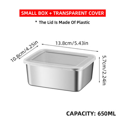 6PCS Stainless Steel Fresh-keeping Box with Sealed Lid Food Fruit Box Container