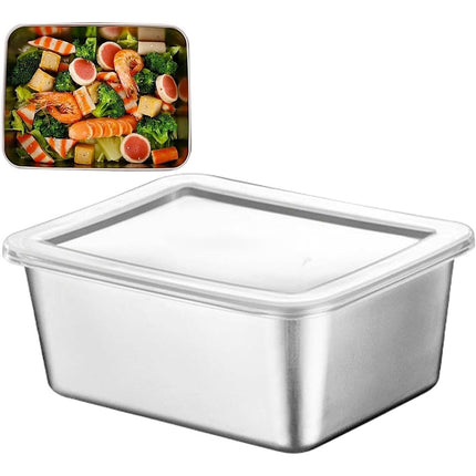6PCS Stainless Steel Fresh-keeping Box with Sealed Lid Food Fruit Box Container