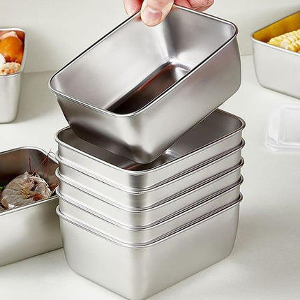 6PCS Stainless Steel Fresh-keeping Box with Sealed Lid Food Fruit Box Container