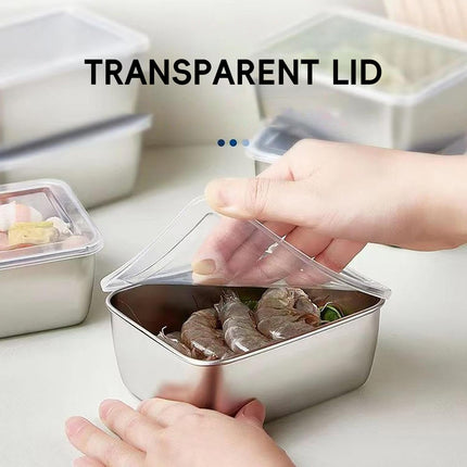 6PCS Stainless Steel Fresh-keeping Box with Sealed Lid Food Fruit Box Container