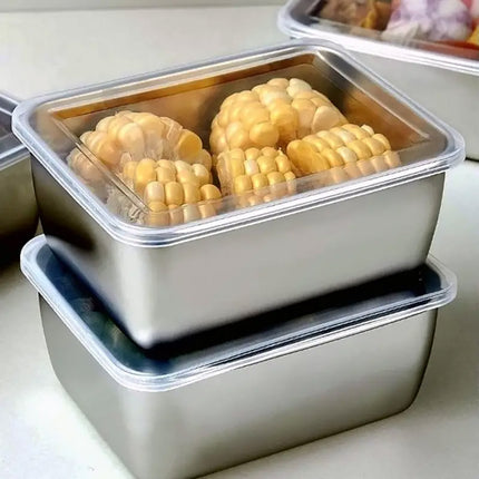 6PCS Stainless Steel Fresh-keeping Box with Sealed Lid Food Fruit Box Container