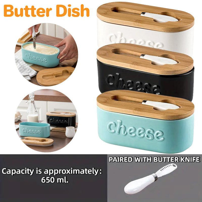 Butter Storage Container with Lid Cheese Keeper Box Kitchen Organizer Airtight