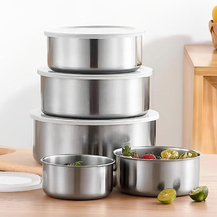5PCS Food Storage Bowls Round Kitchen Containers with Lids for Fridge Pantry Use