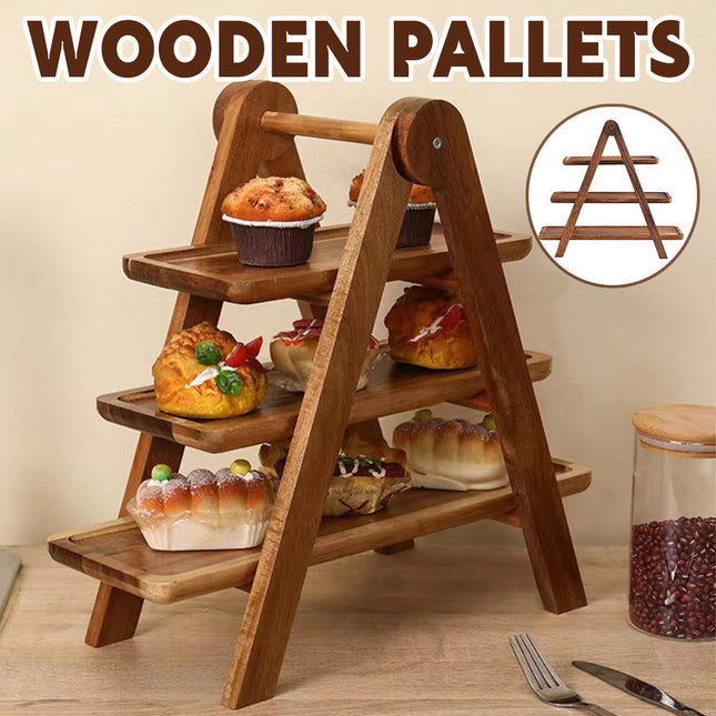 3 Layer Wooden Tray Display Rack Dinner Plate Holder Stand Storage Shelf for Home