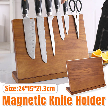 Wooden Magnetic Knife Holder Kitchen Counter Storage Rack Multi Functional Block