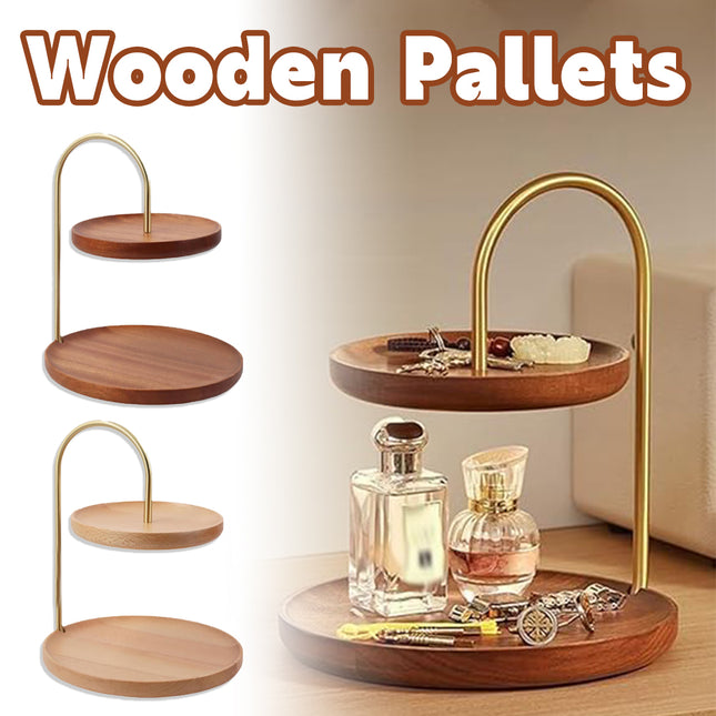Two Layer Wooden Candy Tray Dessert Display Plate Stand Kitchen Storage Organizer
