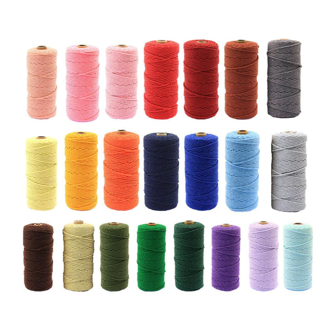 3mm Colored Cotton Rope DIY Hand Woven Macrame Cord Tapestry Binding Craft Rope