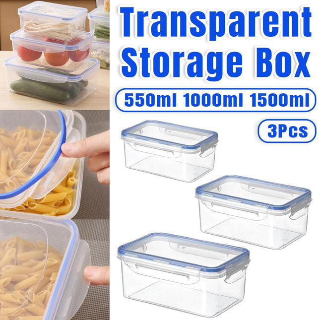 3PCS Clear Airtight Food Storage Containers Refrigerator Freezer Pantry Box