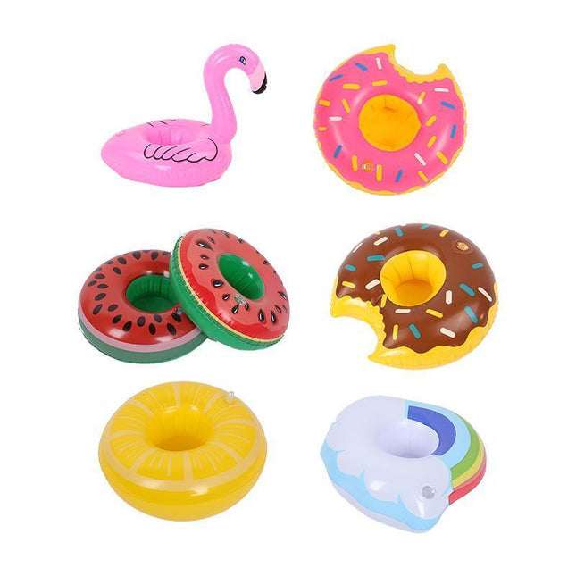 Inflatable Floating Drink Cup Can Beer Holder Swimming Pool Bath Beach Party 5PCS - Aimall