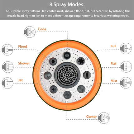 High Pressure Foam Spray Gun 8 Mode Garden Hose Nozzle Car Wash Cleaning Tool