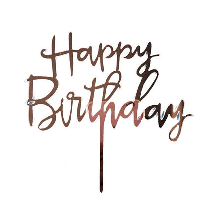 Happy Birthday Acrylic Cake Topper Cake Decoration Golden Silver Party - Aimall