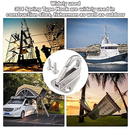 3PCS Stainless Steel Spring Hooks Heavy Duty Clip Hook for Boat Coat Hanger Use