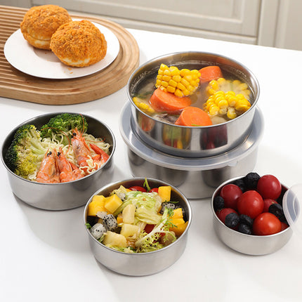 5PCS Food Storage Bowls Round Kitchen Containers with Lids for Fridge Pantry Use