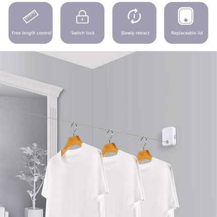 Invisible Clothesline Indoor Drying Rope Wall Mounted Laundry Retractable Line