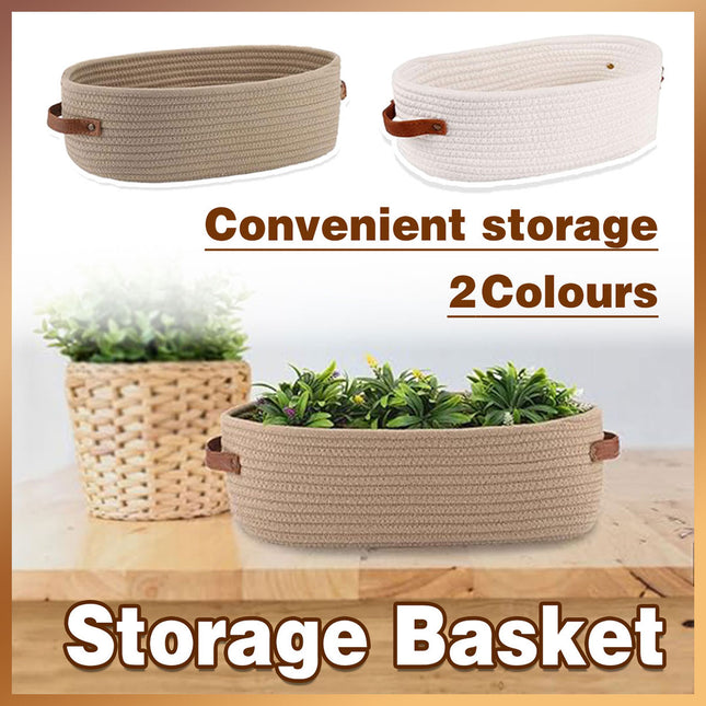 Oval Storage Basket with Handles Shelf Organiser Bin Laundry Toy Container