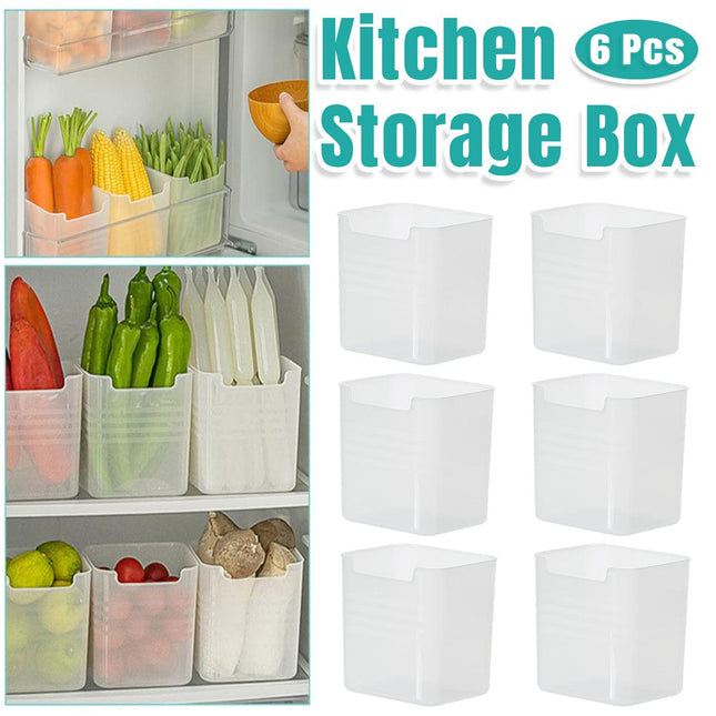 6pcs Fridge Organizer Storage Boxes Clear Plastic Refrigerator Sorting Bins