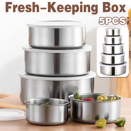 5PCS Food Storage Bowls Round Kitchen Containers with Lids for Fridge Pantry Use