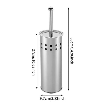 2PCS Toilet Brush Set Stainless Steel Long Handle Soft Bristles Bathroom Cleaner