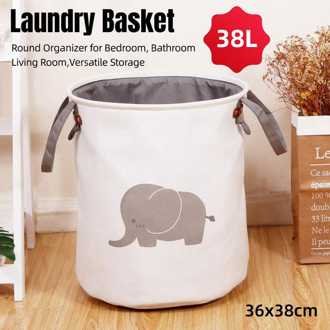 38L Fabric Toy Storage Basket Dirty Clothes Laundry Basket Home Organizer Bin