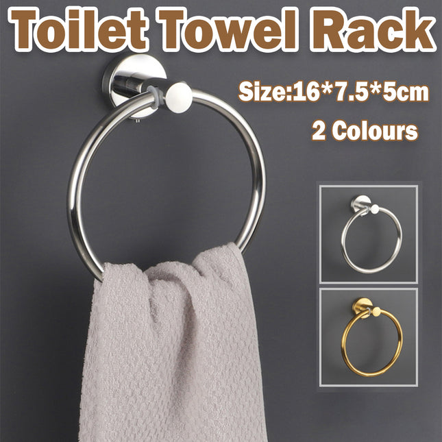 Bathroom Towel Rack Wall Mounted Towel Ring Black Toilet Paper Holder Shelf