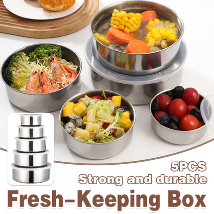 5PCS Food Storage Bowls Round Kitchen Containers with Lids for Fridge Pantry Use