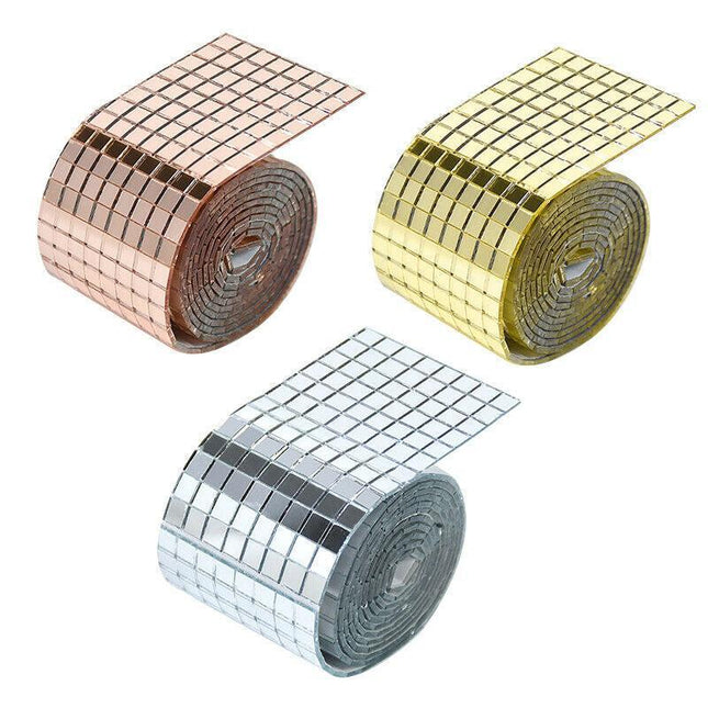 Diy Mini Mosaic Tiles Self-Adhesive Square Mirror Glass Wall Sticker Decors Au - Aimall