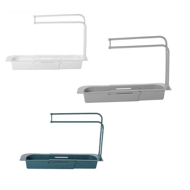 New Telescopic Sink Rack Holder Expandable Storage Drain Basket Home Kitchen Kit - Aimall