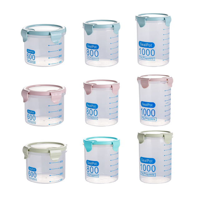 9-Piece Set Food Storage Sealed Lid Container Kitchen Canister Set Organiser