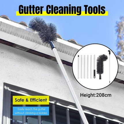 Gutter Cleaning Brush Roofing Tool with Pole 208cm for Long Splicing Gutter