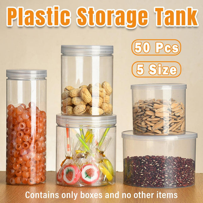 Wide Mouth Plastic Food Bottles 50pcs Transparent Sealed Storage Tanks Container