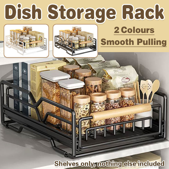 Pull Out Kitchen Storage Rack Basket Drawer Dish Organizer Slide Cabinet Shelf