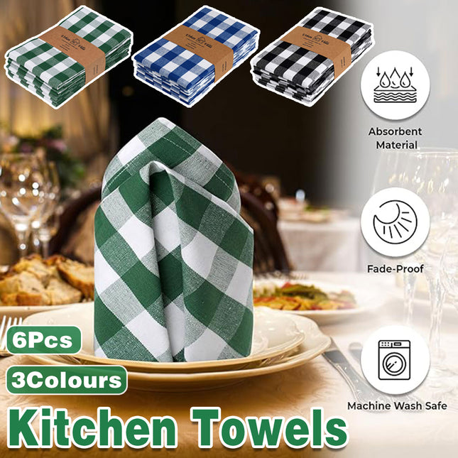 6PCS Checkered Kitchen Towels Dishwashing Cloths Cleaning Cloth Set for Home Use