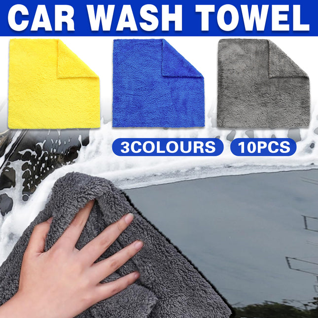 10PCS Microfiber Cleaning Cloths Car Detailing Towels Polishing Rags No Scratch