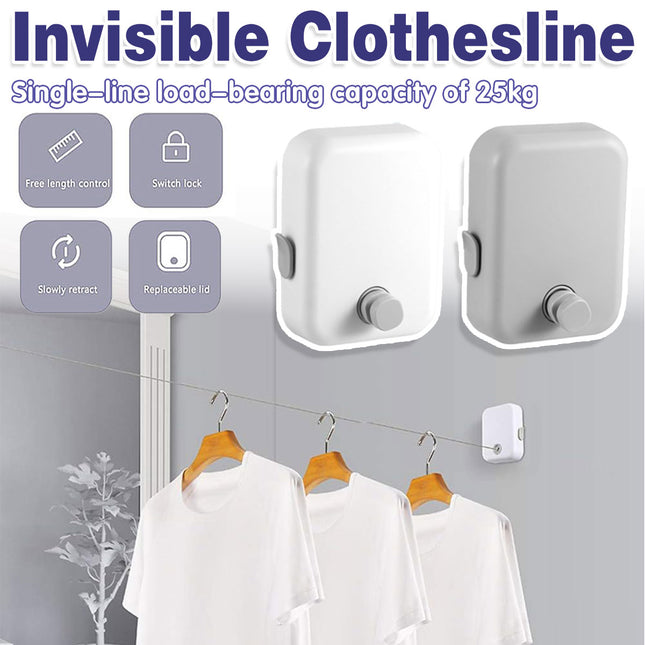 Invisible Clothesline Indoor Drying Rope Wall Mounted Laundry Retractable Line