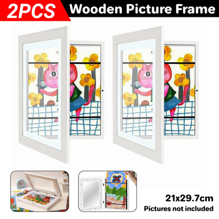 Photo Display Frame Flip Stand 2PCS A4 Size Tabletop Picture Holder Organizer