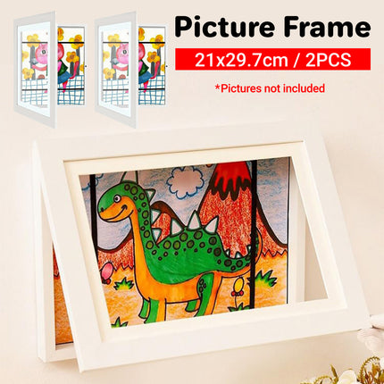 Photo Display Frame Flip Stand 2PCS A4 Size Tabletop Picture Holder Organizer