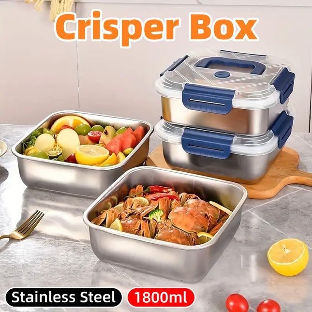 1800ml Portable Square Lunch Box Sealed Crisper Refrigerator Storage Container