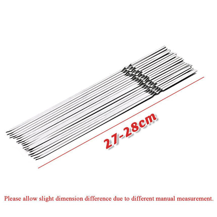 Stainless Steel Barbecue Metal Skewers Flat Needle BBQ Tools Kebab Stick 27CM