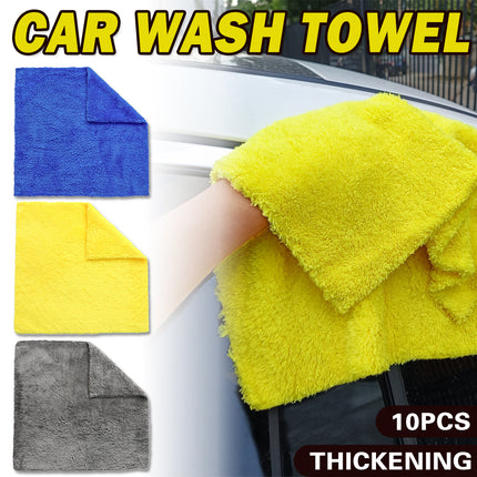 10PCS Microfiber Cleaning Cloths Car Detailing Towels Polishing Rags No Scratch