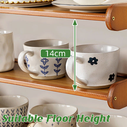 Bamboo Cup Storage Rack for Mugs Glasses Dust-Proof Space-Saving