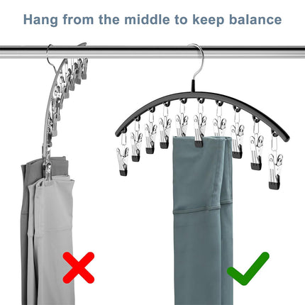 3PCS Sock Drying Rack Multi Clip Hanger Folding Clothes Line Laundry Holder Home