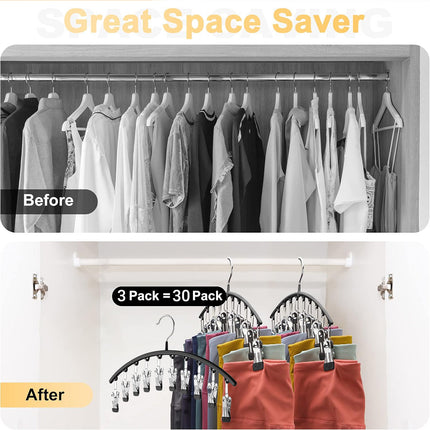 3PCS Sock Drying Rack Multi Clip Hanger Folding Clothes Line Laundry Holder Home