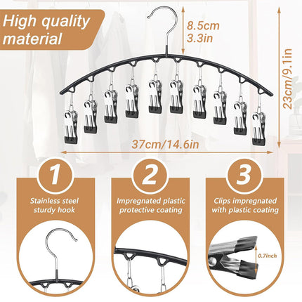 3PCS Sock Drying Rack Multi Clip Hanger Folding Clothes Line Laundry Holder Home